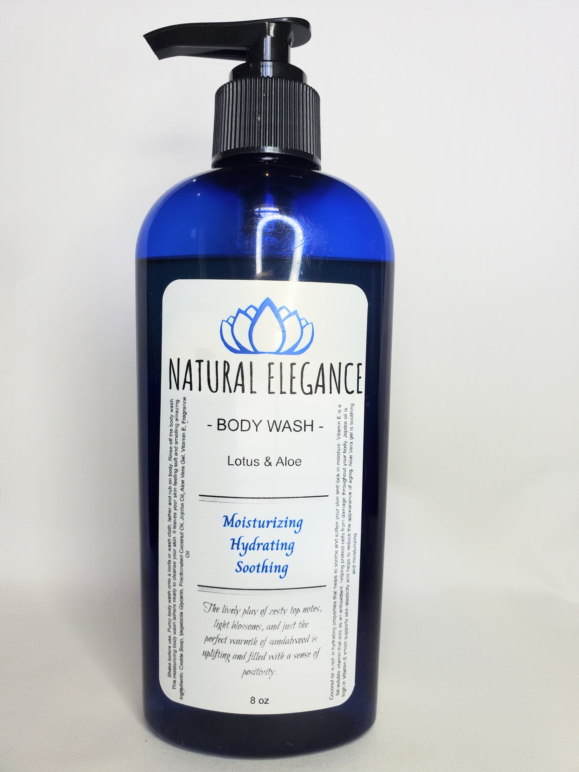 Natural Elegance Products Lotus & Aloe hydrating moisturizing nourishing refreshing soothing gentle all natural handmade vegan best body wash