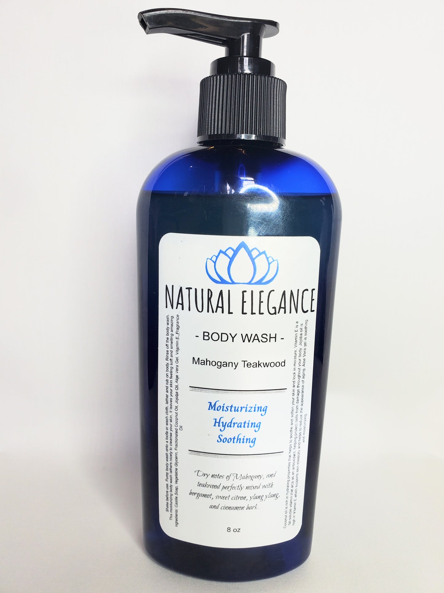 Natural Elegance Products Mahogany Teakwood hydrating moisturizing nourishing refreshing soothing gentle all natural handmade vegan best body wash